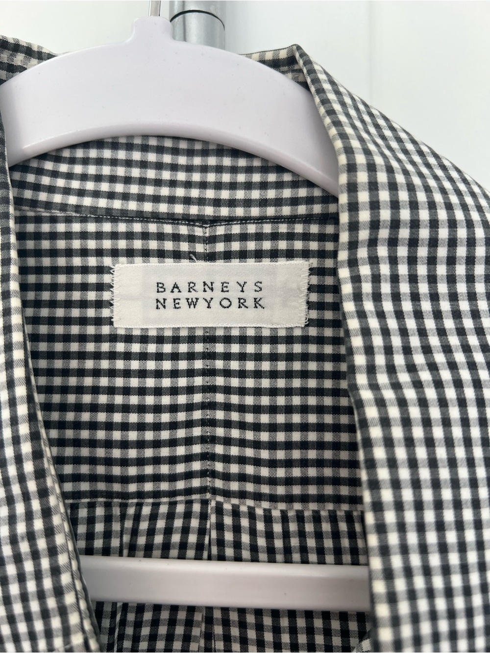 Barneys New York Black & White Gingham custom button-down shirt, XXL